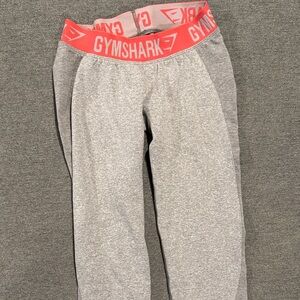 Women’s Gymshark Light Gray Joggers with Coral Waistband